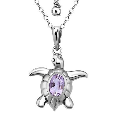 Aleure Precioso Sterling Silver Turtle Pendant Necklace