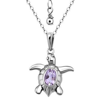 Aleure Precioso Sterling Silver Turtle Pendant Necklace