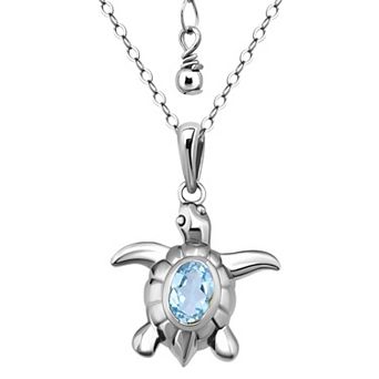 Aleure Precioso Sterling Silver Turtle Pendant Necklace