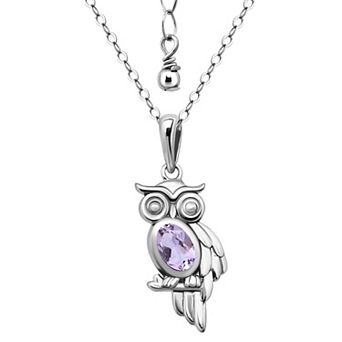 Aleure Precioso Sterling Silver Owl Pendant Necklace