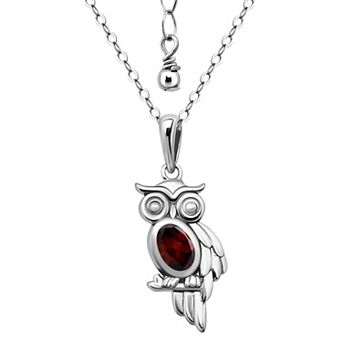 Aleure Precioso Sterling Silver Owl Pendant Necklace