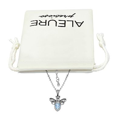 Aleure Precioso Sterling Silver Bee Pendant Necklace
