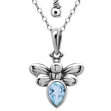 Aleure Precioso Sterling Silver Bee Pendant Necklace