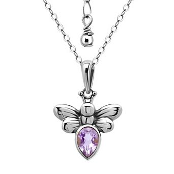 Aleure Precioso Sterling Silver Bee Pendant Necklace