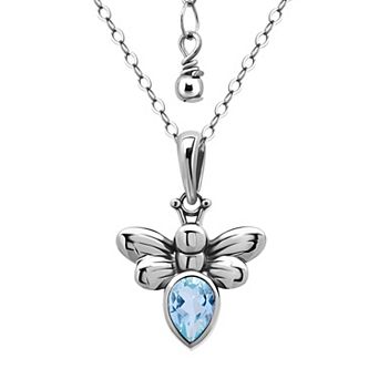 Aleure Precioso Sterling Silver Bee Pendant Necklace