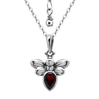 Aleure Precioso Sterling Silver Bee Pendant Necklace