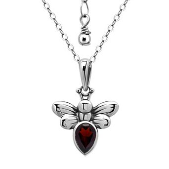 Aleure Precioso Sterling Silver Bee Pendant Necklace