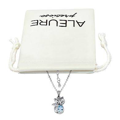 Aleure Precioso Sterling Silver Fox Pendant Necklace
