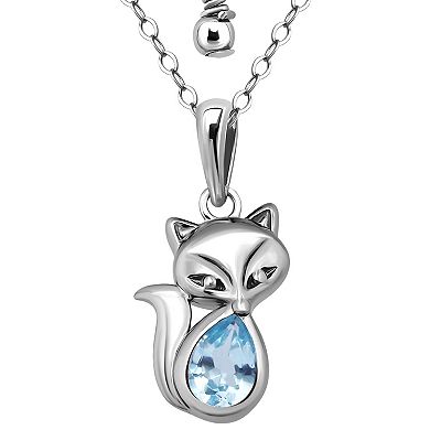Aleure Precioso Sterling Silver Fox Pendant Necklace