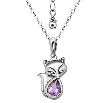 Aleure Precioso Sterling Silver Fox Pendant Necklace