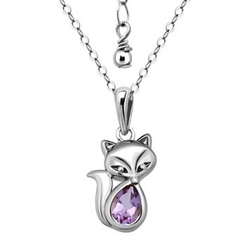 Aleure Precioso Sterling Silver Fox Pendant Necklace