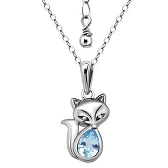 Aleure Precioso Sterling Silver Fox Pendant Necklace