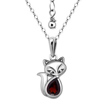 Aleure Precioso Sterling Silver Fox Pendant Necklace