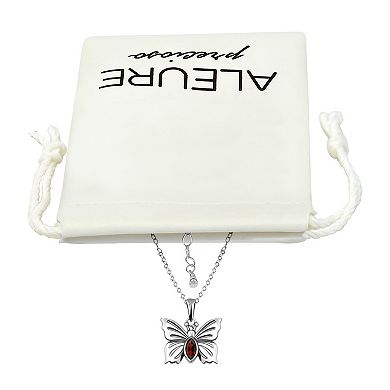 Aleure Precioso Sterling Silver Butterfly Pendant Necklace