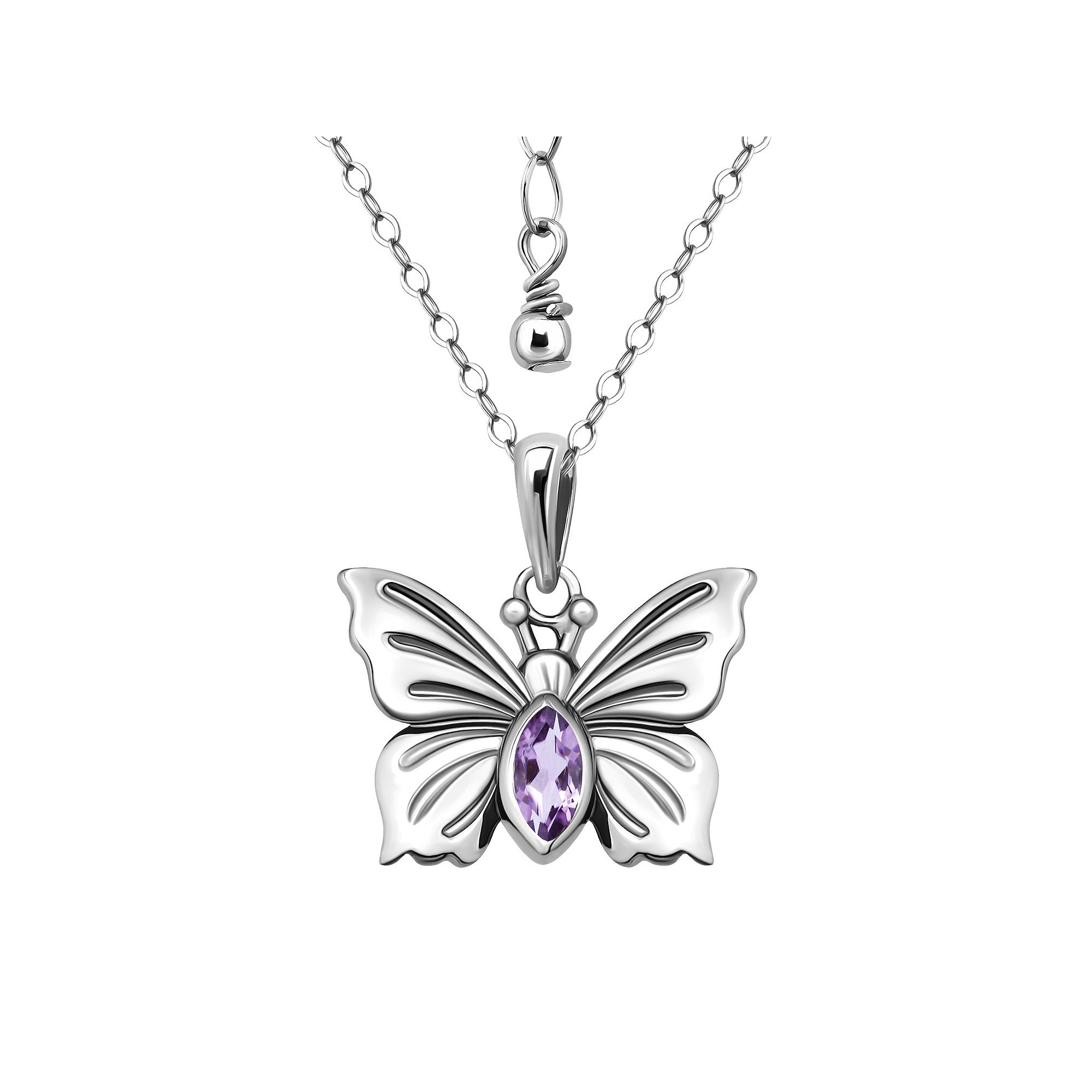 Aleure Precioso Sterling Silver Butterfly Pendant Necklace, Womens, Size: