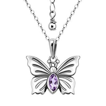 Aleure Precioso Sterling Silver Butterfly Pendant Necklace