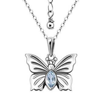 Aleure Precioso Sterling Silver Butterfly Pendant Necklace