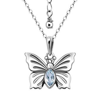Aleure Precioso Sterling Silver Butterfly Pendant Necklace