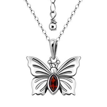 Aleure Precioso Sterling Silver Butterfly Pendant Necklace