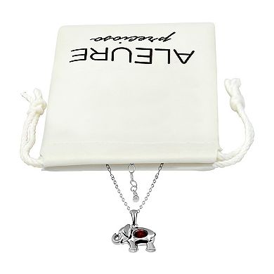 Aleure Precioso Sterling Silver Elephant Pendant Necklace