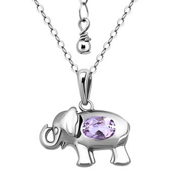 Aleure Precioso Sterling Silver Elephant Pendant Necklace