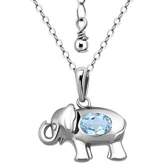 Aleure Precioso Sterling Silver Elephant Pendant Necklace