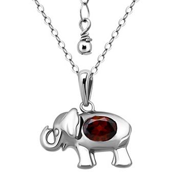 Aleure Precioso Sterling Silver Elephant Pendant Necklace