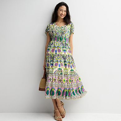 Women's Farmers Market Tiered Belted Maxi Dress