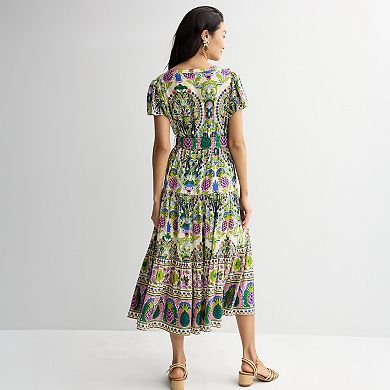 Women's Farmers Market Tiered Belted Maxi Dress
