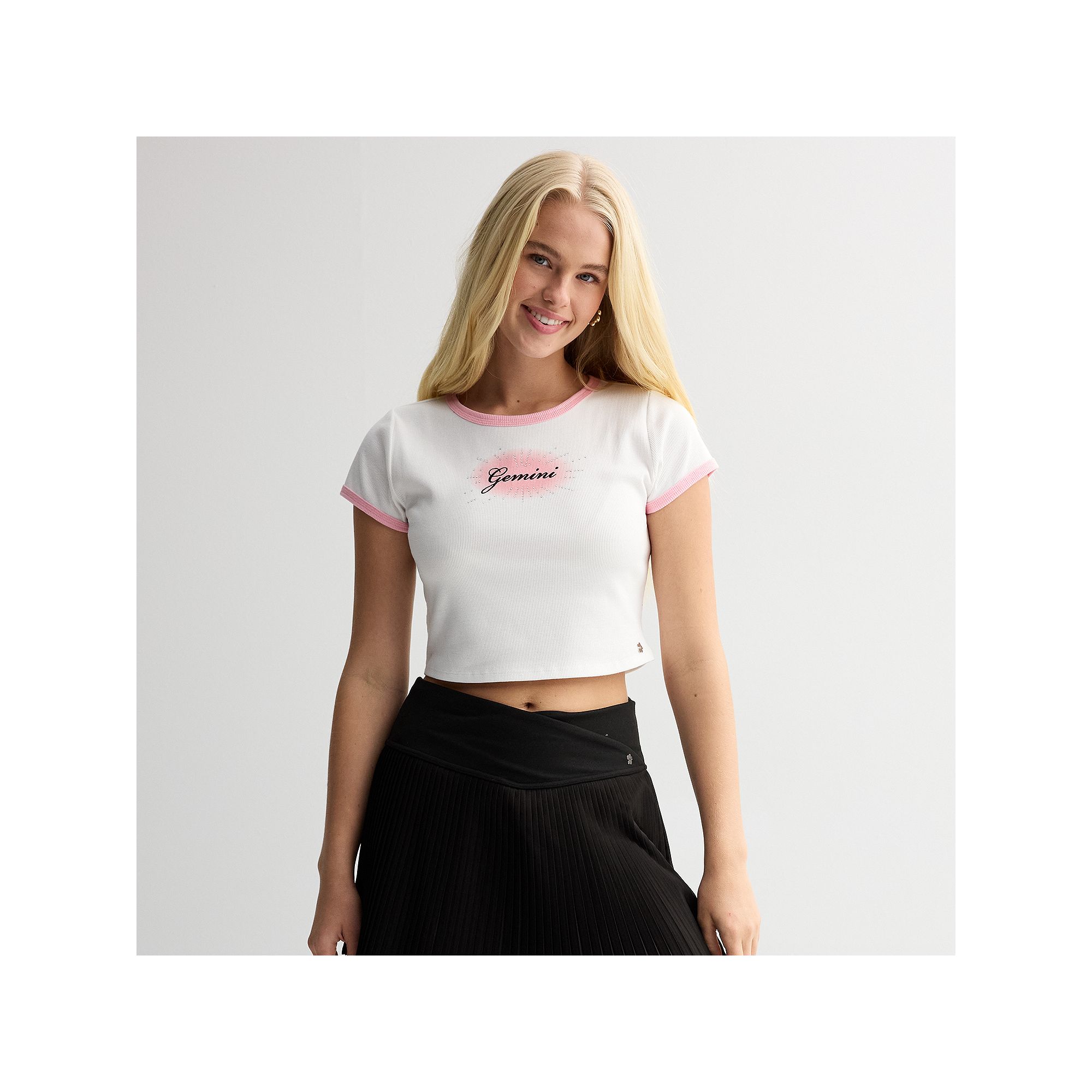 Womens Limited Too Zodiac Sign Baby Tee, Girls, Size: XS, Gemini