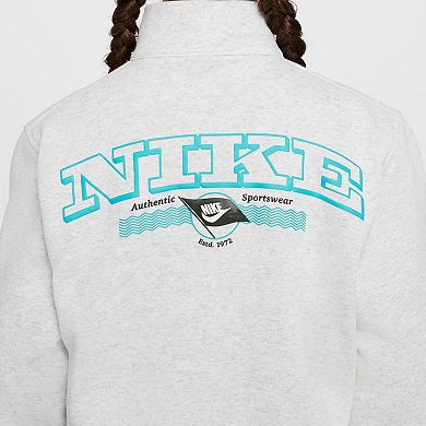 Girls Nike Club Fleece Long Sleeve Half-Zip Pullover