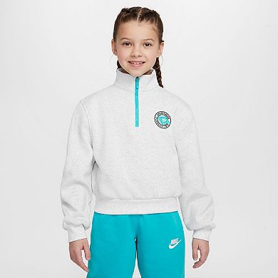 Girls Nike Club Fleece Long Sleeve Half-Zip Pullover