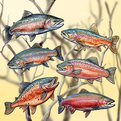 Wild Salmon Tales Wooden Clip-on Ornaments Set Of 6 By G. Debrekht