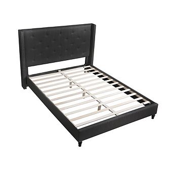 Best Master Furniture Valentina Linen Fabric Upholstered Wingback Platform Bed