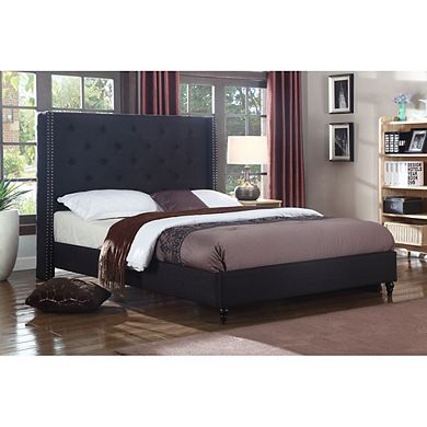 Best Master Furniture Valentina Linen Fabric Upholstered Wingback Platform Bed