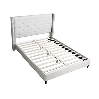 Best Master Furniture Valentina Linen Fabric Upholstered Wingback Platform Bed