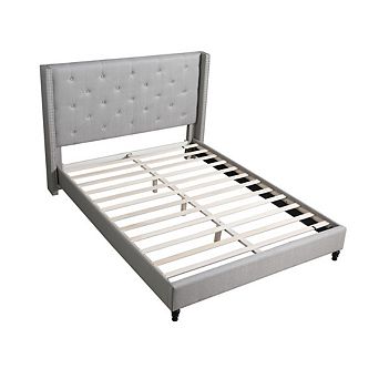 Best Master Furniture Valentina Linen Fabric Upholstered Wingback Platform Bed