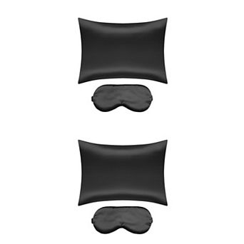 Sliky Satin Zippered Breathable Bedroom Pillowcases Eye Mask Set Of 2