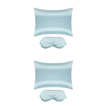 Sliky Satin Zippered Breathable Bedroom Pillowcases Eye Mask Set Of 2