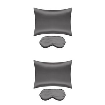 Sliky Satin Zippered Breathable Bedroom Pillowcases Eye Mask Set Of 2