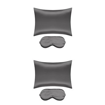 Sliky Satin Zippered Breathable Bedroom Pillowcases Eye Mask Set Of 2