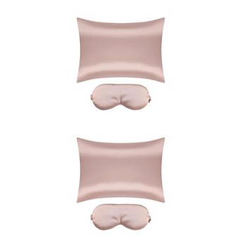 Sliky Satin Zippered Breathable Bedroom Pillowcases Eye Mask Set Of 2