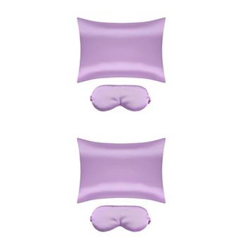 Sliky Satin Zippered Breathable Bedroom Pillowcases Eye Mask Set Of 2