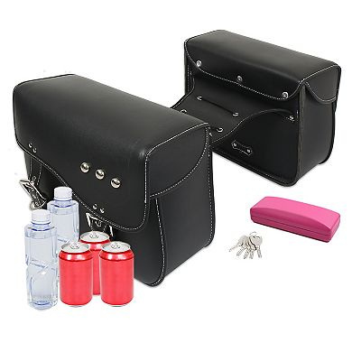 Pair Motorcycle Saddlebag Side Tool Bags Cycling Luggage Bag Waterproof Adjustable Buckles Black