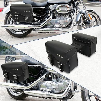 Pair Motorcycle Saddlebag Side Tool Bags Cycling Luggage Bag Waterproof Adjustable Buckles Black