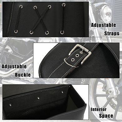 Pair Motorcycle Saddlebag Side Tool Bags Cycling Luggage Bag Waterproof Adjustable Buckles Black