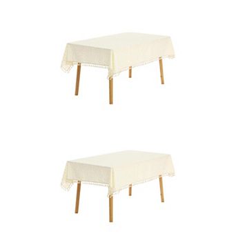 Cotton Tablecloth Soft Table Cover With Tassels For Kitchen Dining Room