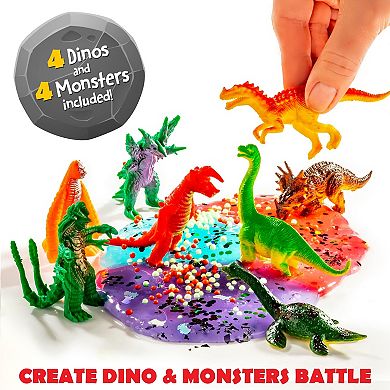 Dinosaur And Monsters Battle Slime Kit, Slime Pack With 14 Premade Slime