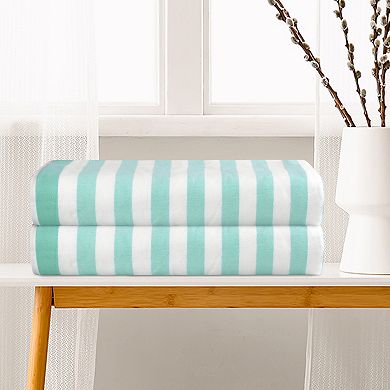 Medium Size 2 Pack Stripe Bath Towel Set Cotton Highly Absorbent Towels
