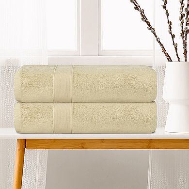 Solid Oversized 2 Pack Bath Towel Set Thick Cotton Highly Absorbent Towels